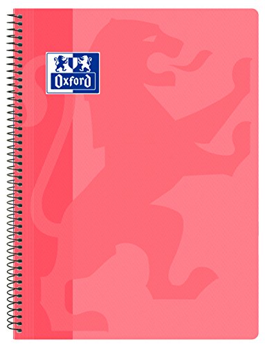 Oxford Classic - Cuaderno espiral, tapa plástico, cuadrícula 4x4, color rosa chicle
