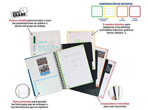 Oxford WriteErase - Cuaderno Microperforado con Pizarra Blanca Extraíble, Tapa Extradura, A4+, 120 Hojas Multirayado
