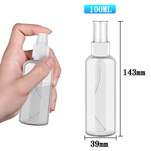 Oziral Bote Spray Pulverizador, Botes Viaje Pulverizador Transparente Set Plástico Botella Vacía de Spray para Perfumes, Cosméticos, agua y otros líquidos - 10 Piezas (100ml)