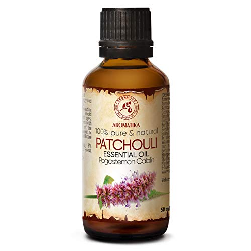 Pachuli Esencial Aceite 50ml - Pogostemon Cablin - Indonesia - 100% Puro & Natural - Belleza - Aromaterapia - Spa - Difusor - Lámpara de Aroma - Fragancia de Habitación - Masaje
