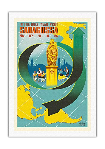 Pacífica Island Art Zaragoza España peregrinaje Beltran c.1950 27 x 40 in Rolled Canvas