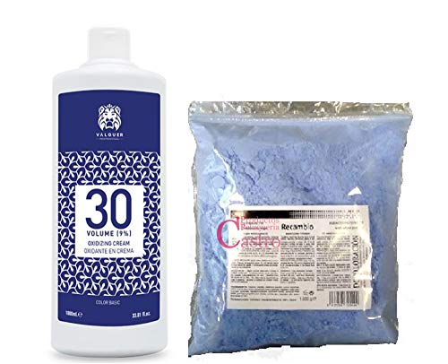 Pack 1 litro Oxidante 30 Vol. + 1 kg. Bolsa Decoloracion en polvo azul Olvi
