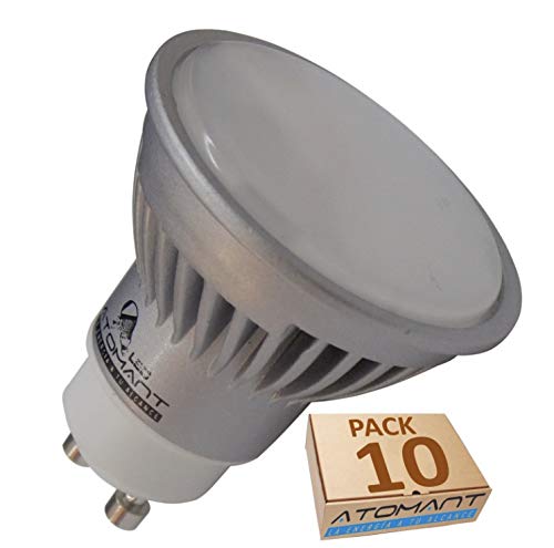 Pack 10x GU10 LED 7W potentisima. Halogeno LED 680 lumenes reales - Recambio bombillas 60W (Blanco frio 6500k)