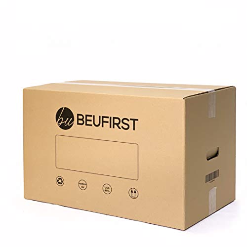 Pack de 20 Cajas de Cartón con Asas. Tallas M y XL para Mudanzas, Almacenaje y Transporte. Muy Resistentes. Alto Gramaje en canal simple Reforzado y cartón ecológico. (440x300x300 mm) Reutilizables