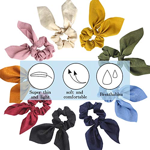 Pack de 9 coleteros elegantes y suaves de chifón con diseño de orejas de conejo, 9 colores