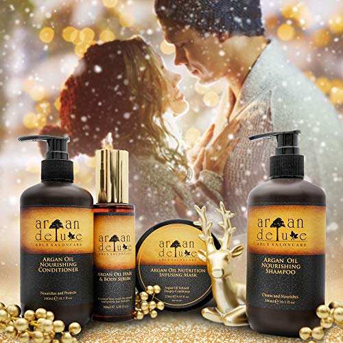 Pack de regalo Argan Deluxe para mujeres – Caja para un lujoso cuidado del cabello con aceite de argán con calidad de peluquería – Regalo de belleza ideal para cumpleaños y para el día de la madre.