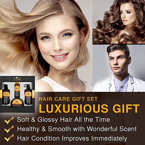 Pack de regalo Argan Deluxe para mujeres – Caja para un lujoso cuidado del cabello con aceite de argán con calidad de peluquería – Regalo de belleza ideal para cumpleaños y para el día de la madre.
