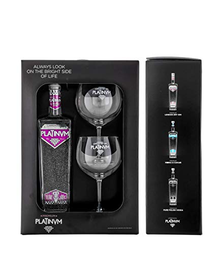 Pack London Dry Gin Platinvm con Plata y dos copas 70cl.