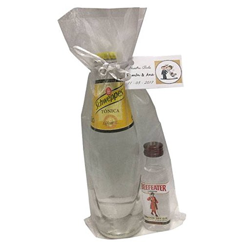 Pack miniatura de ginebra Beefeater con tónica Schweppes en bolsa de organza para regalo (Pack 24 ud)