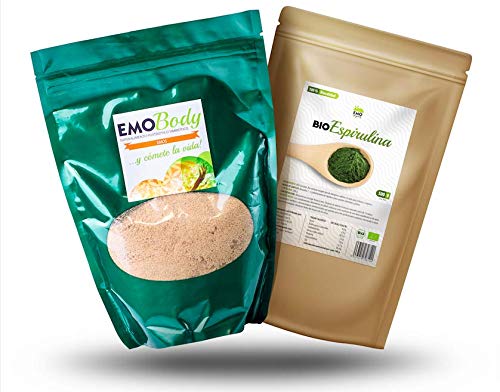 Pack Pura Vitalidad - EMO Body 250 gramos - EMO Bio Espirulina 500 gramos - Aumenta tu Energía - Fortalece tu Sistema Inmune - Rico en Ácidos Grasos Esenciales - Apto para Veganos