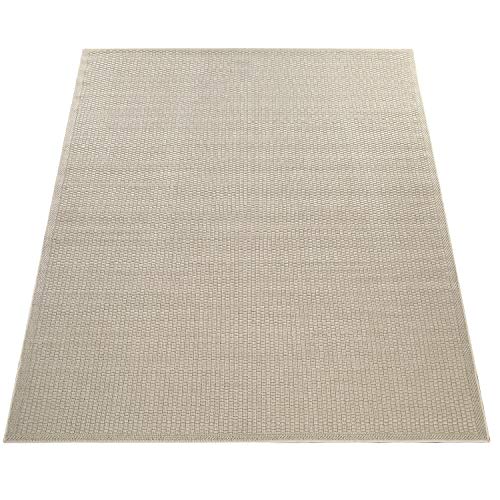 Paco Home Alfombra Interior Y Exterior Tejido Liso Terrazas Aspecto Natural Beige, tamaño:120x160 cm