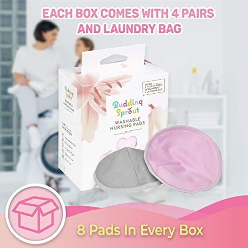 Pads para lactancia, reutilizables, altamente absorbentes y antideslizantes (pack de 8). Se adaptan a los senos de todas las formas y tamaños, vienen con una bolsa para lavadora