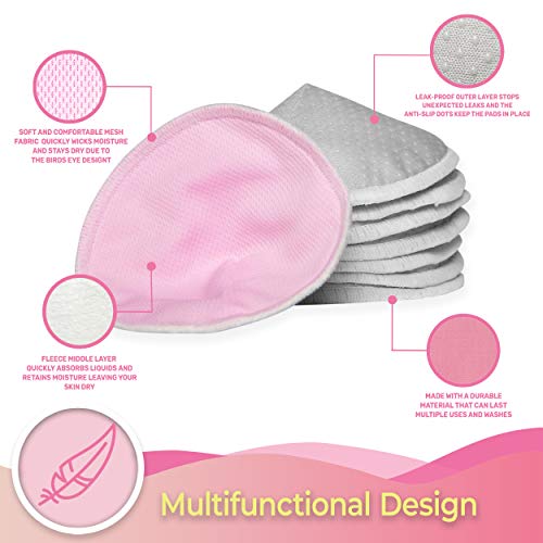 Pads para lactancia, reutilizables, altamente absorbentes y antideslizantes (pack de 8). Se adaptan a los senos de todas las formas y tamaños, vienen con una bolsa para lavadora