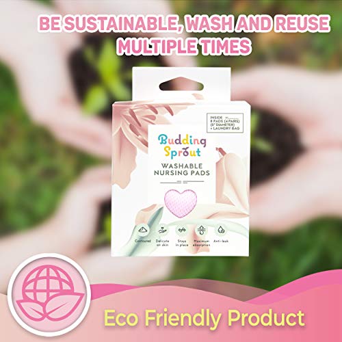 Pads para lactancia, reutilizables, altamente absorbentes y antideslizantes (pack de 8). Se adaptan a los senos de todas las formas y tamaños, vienen con una bolsa para lavadora