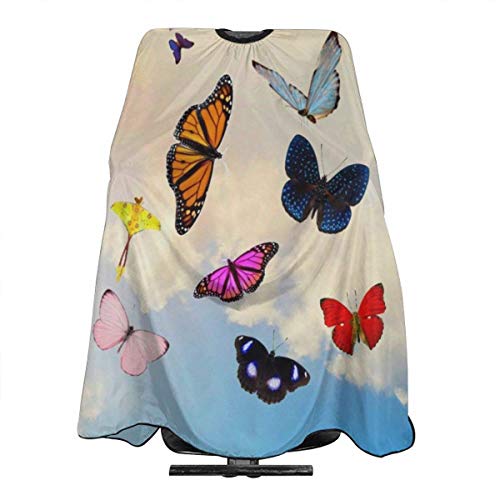 Pag Crane Delantal de Corte de Pelo Profesional Butterfly Sky Collage Photoshop con Cierre a presión Ajustable para peluqueros y barberos Personalizado