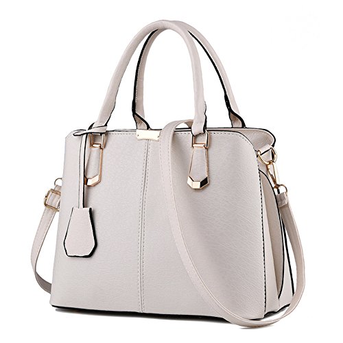 Pahajim Bolsos Mujer Bandolera Tote Bolso PU PIEL Bolso Señora Tote Bolsa de Mensajero de Las (Blanco)