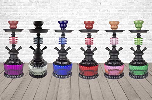 Paide 2023-2 Cachimba 2 Salidas Premium - Hookah 2 Tubos de iniciacion - Kit para Empezar Shisha Profesional (Rojo)