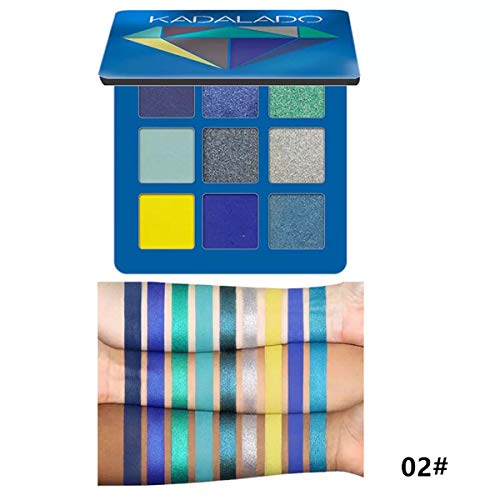 Paleta de sombra de ojos maquillaje mate+brillo 9 colores polvo de eyeshadow resistente waterproof al agua pigmentado ligero y fácil de transportar (02)