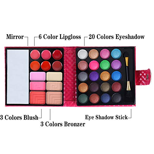Paleta de Sombras de Ojos 32 Colores de Estuche de Maquillaje Cosmético - Incluye Rubor y Polvos Compactos y Brillo Labios #1