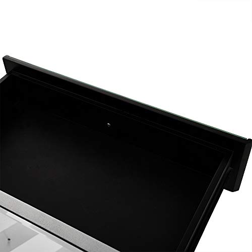 Panana - Mesa Tocador Cristal Reflejado 2 Cajones con Tiradores Cómodas Pasillo Guarda Maquillajes Cosméticos Lámpara Fotos Flores Casa Dormitorio Salón Sala Entrada Moderna Lujosa