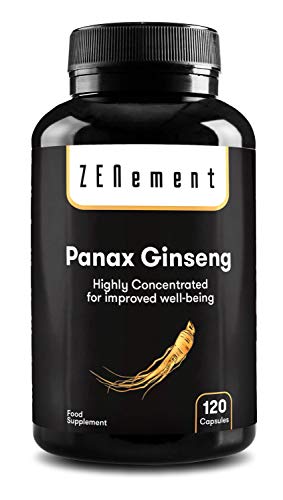 Panax Ginseng 2375mg, 50mg de Ginsenósidos, 120 Cápsulas | Mejora la concentración, memoria y resistencia atlética | 100% Natural, Vegano, No-GMO, GMP, sin aditivos, sin Gluten | de Zenement