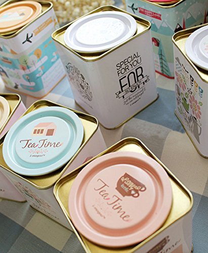 Panda Legends Caja de Almacenamiento de té de 4 Cajas de Lata cuadradas Estuche de Dulces/té/azúcar Modelado (Estilo Aleatorio)