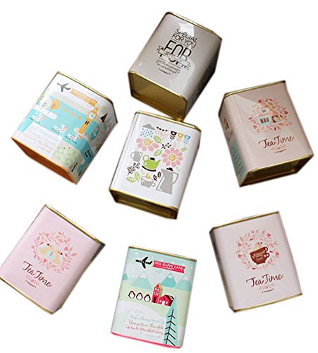 Panda Legends Caja de Almacenamiento de té de 4 Cajas de Lata cuadradas Estuche de Dulces/té/azúcar Modelado (Estilo Aleatorio)
