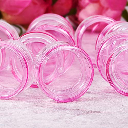 PandaHall Elite 120 Unidades 3 g Redondo vacío Transparente contenedor Tarro con Tapa de Rosca Rosa para Maquillaje cosméticos Muestra Bead Small Jewelry Nails Art Cream