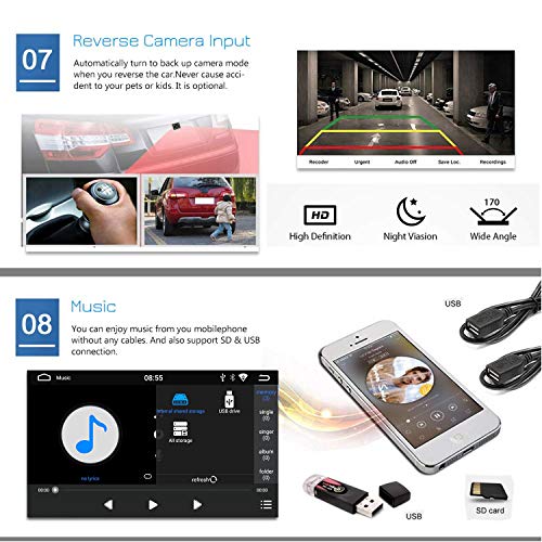 Panlelo PAT1 Android 9.0 Single DIN estéreo de Coche GPS navegación Quad Core 1G RAM/16G ROM 7 Pulgadas Pantalla táctil Unidad de Cabeza Unidad Am/FM/RDS Radio Plegable Monitor Audio BT WiFi