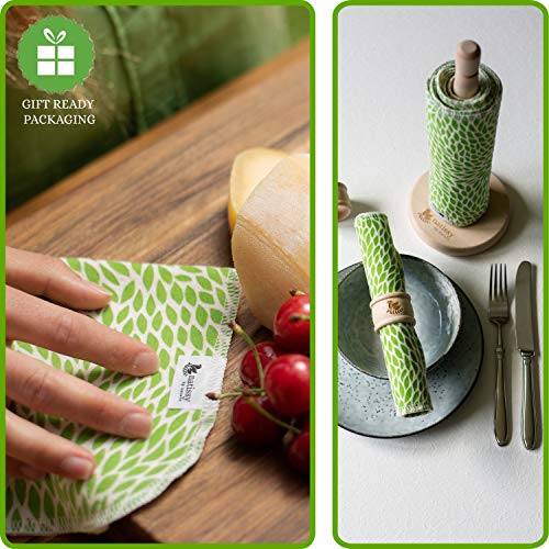 Paños Reutilizables de Algodón, Pack de 10 Toallitas de Papel Lavables, Rollo de Limpieza de Cocina MADE IN EU, Bayetas Absorbentes Ecológicas Multiusos, Servilletas de Tela Resistente Cero Residuos