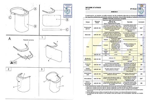 Pantalla de Protección Facial - UNE-EN 166:2002 - Campo de visión completo - Fabricado en España (1, Adulto)
