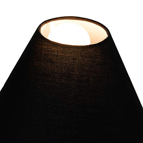 Pantalla Tradicional 8 tipo Coolie de Algodón negro adecuado para lámpara de mesa o colgante por Happy Homewares