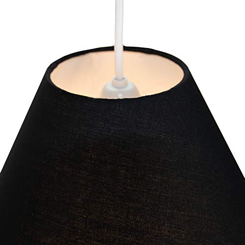 Pantalla Tradicional 8 tipo Coolie de Algodón negro adecuado para lámpara de mesa o colgante por Happy Homewares