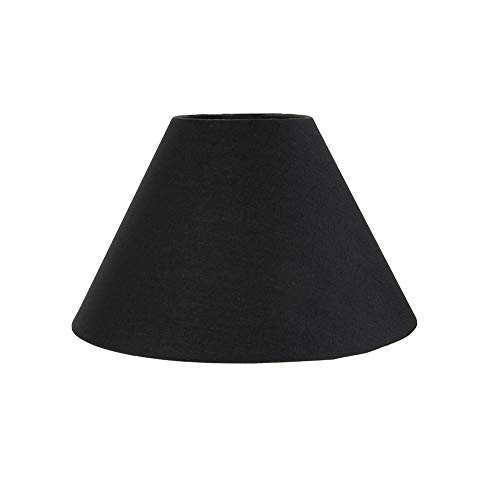 Pantalla Tradicional 8 tipo Coolie de Algodón negro adecuado para lámpara de mesa o colgante por Happy Homewares