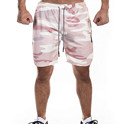 Pantalones Cortos De Secado RáPido para Hombres Pantalones Deportivos Multibolsillos De Doble Capa Pantalones De Entrenamiento De Camuflaje Pantalones De Baloncesto De Verano