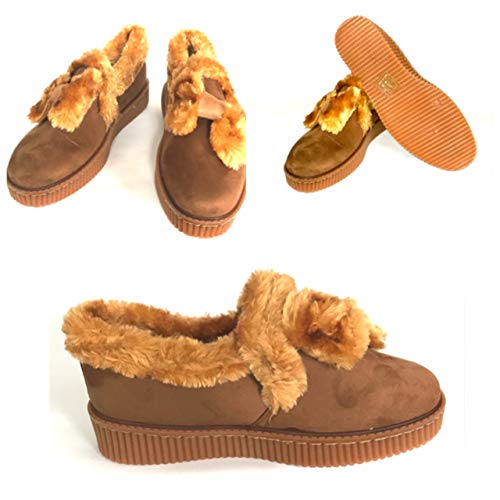 Pantuflas Anchas ortopédicas para Mujer, con Forro Polar, para Invierno, cálidas, Flexibles, Suaves, Color Marrón, Talla 38 EU