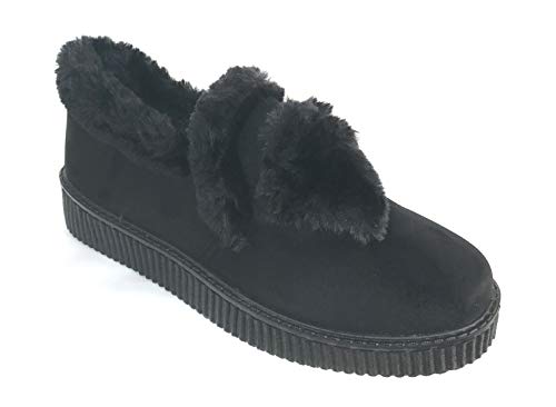 Pantuflas Anchas ortopédicas para Mujer, con Forro Polar, para Invierno, cálidas, Flexibles, Suaves, Color Negro, Talla 41.5 EU