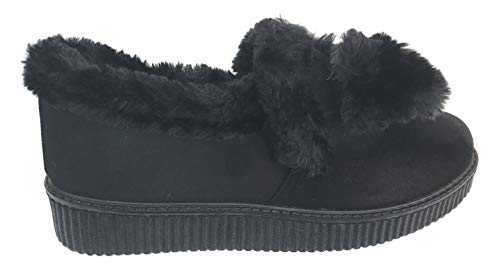 Pantuflas Anchas ortopédicas para Mujer, con Forro Polar, para Invierno, cálidas, Flexibles, Suaves, Color Negro, Talla 41.5 EU