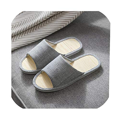 Pantuflas de bambú para Mujer, para el Verano, para Interiores, para la Playa, cómodas, Gris (Gris), 37 EU