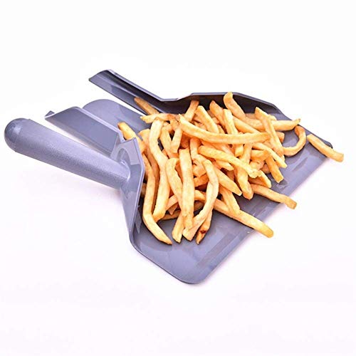 Papas Fritas Pala de plástico de Grado alimenticio para freír con Asas Empuñadura útil Cuchara de Patatas Fritas para Verduras y Frutas (Color: Gris Claro)