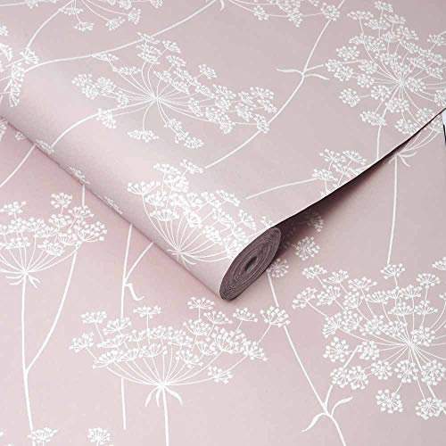 Papel pintado Superfresco Easy Aura floral con purpurina rosa