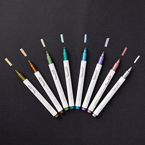 Papermania Metallic Pens - Rotulador permanente (con punta redonda, 0.5 mm, 8 unidades), multicolor