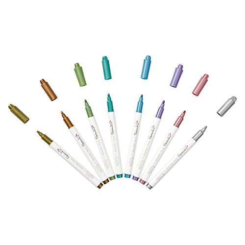Papermania Metallic Pens - Rotulador permanente (con punta redonda, 0.5 mm, 8 unidades), multicolor