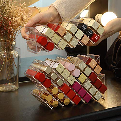 Paquete de 1 organizador de pintalabios con forma de pez, soporte para 16 barras de labios, perfecto para maquillaje cosmético y tocador de mesa, acrílico transparente 1-Pack(16 Slots)