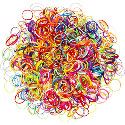 Paquete de 1000 Mini Gomas de Pelo Bandas Elásticas Suaves para Pelo de Niños, Trenzas, Peinado de Boda y Más (Multicolor)