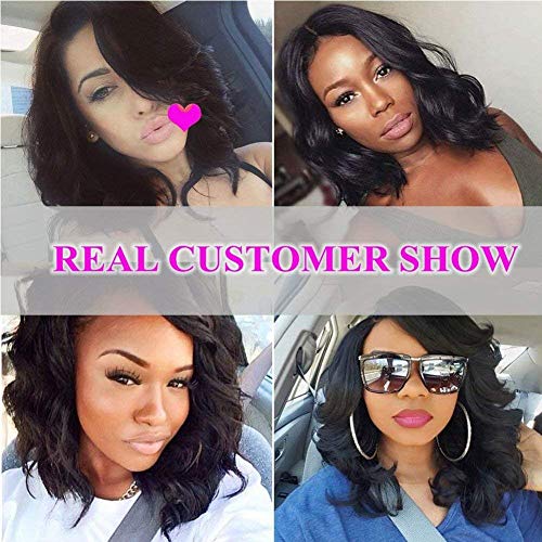 Paquete de 3 paquetes de cabello humano virgen brasileño sin procesar, de Blisshair, con cierre frontal de encaje de oreja a oreja de 13 x 4 pulgadas, color natural (8 8 8 + 8 pulgadas frontal)