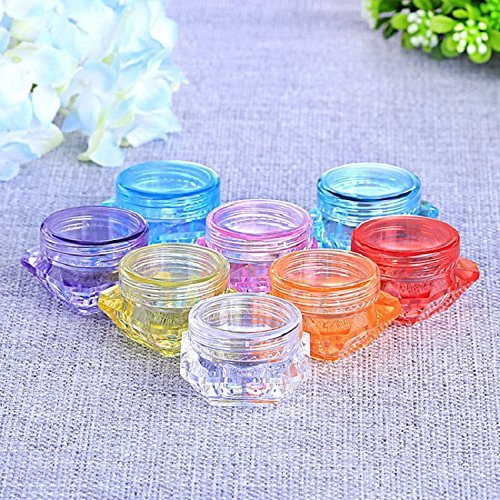 (Paquete de 40) tarros de pote en Forma de Diamante plástico vacíos de 5 Gramos, envases de cosméticos en Polvo para uñas Crema para Ojos, 8 Colores, 5 Piezas Cada Color (5 ml)