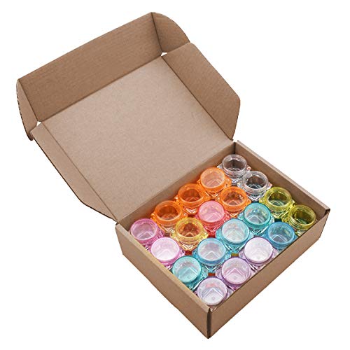 (Paquete de 40) tarros de pote en Forma de Diamante plástico vacíos de 5 Gramos, envases de cosméticos en Polvo para uñas Crema para Ojos, 8 Colores, 5 Piezas Cada Color (5 ml)
