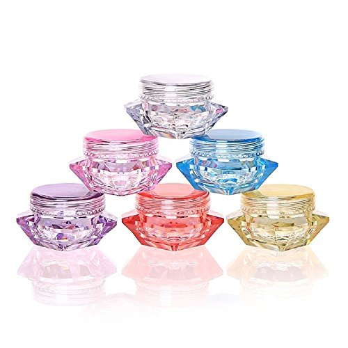 (Paquete de 40) tarros de pote en Forma de Diamante plástico vacíos de 5 Gramos, envases de cosméticos en Polvo para uñas Crema para Ojos, 8 Colores, 5 Piezas Cada Color (5 ml)