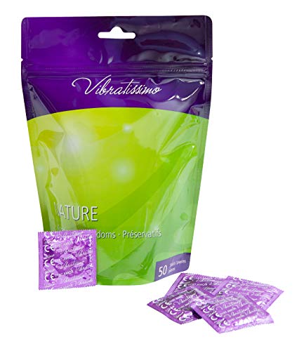 Paquete de 50 preservativos VIBRATISSIMO para una sensación auténtica, real y extra húmeda (Nature)